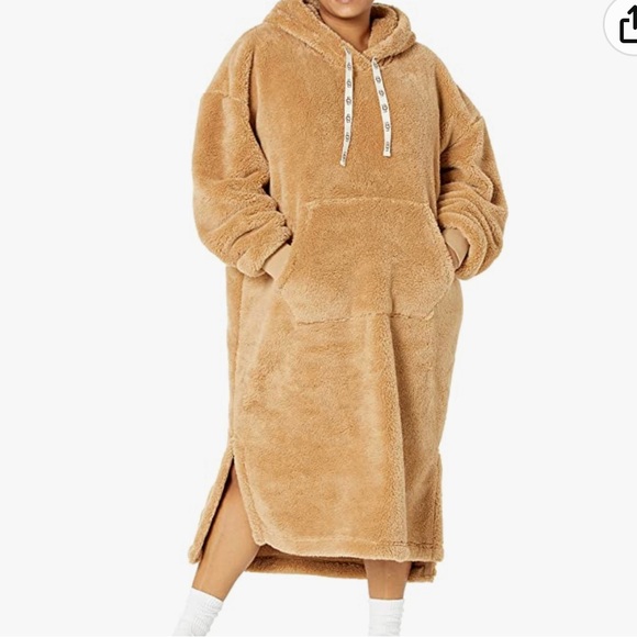 UGG Tan Hooded Fleece Coat - Picture 1 of 4